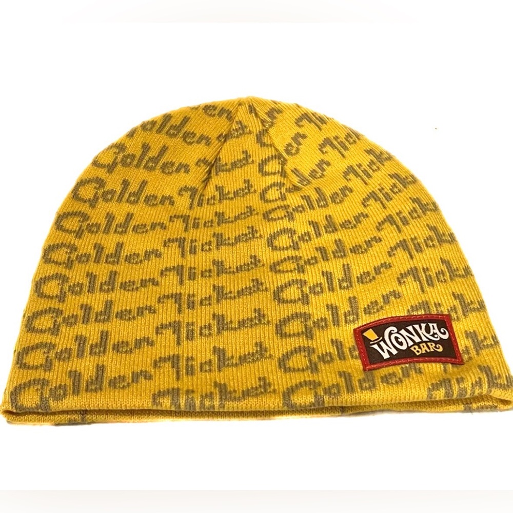 Willy Wonka Bar Golden Ticket Knit Beanie Hat NWT Warner Bros Studio Costume